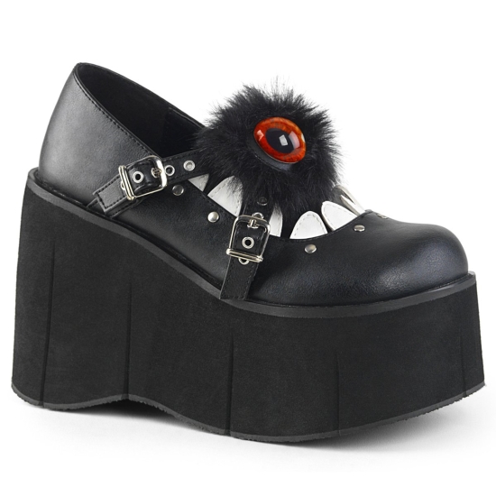 Zapatos Plataforma Demonia Kera-11 Cuero Vegan Mujer Negros / Blancos | OUVLD3024