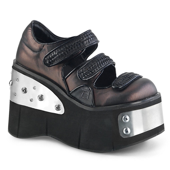 Zapatos Plataforma Demonia Kera-13 Cuero Vegan Mujer Negros / Azules Grises | EPADZ0732