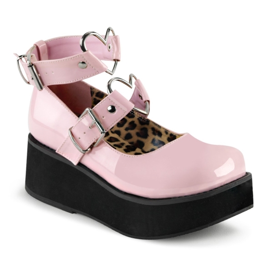 Zapatos Plataforma Demonia Sprite-02 Mary Jane Charol Mujer Rosas | AZWUT9081
