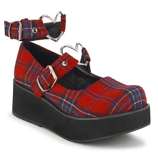 Zapatos Plataforma Demonia Sprite-02 Mary Jane Mujer Rojos | HJVGN7162