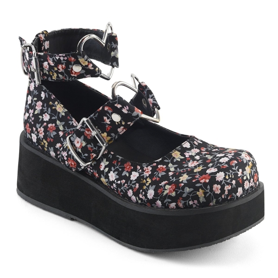Zapatos Plataforma Demonia Sprite-02 Mary Jane Mujer Floral | YNGUA3145