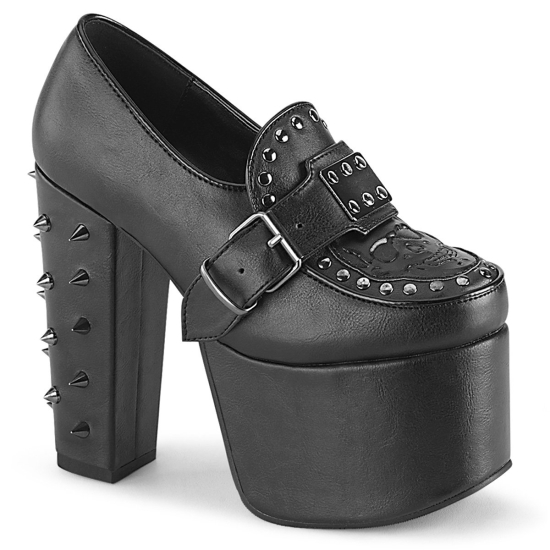 Zapatos Plataforma Demonia Torment-500 Cuero Vegan Mujer Negros | ZCPSR3159