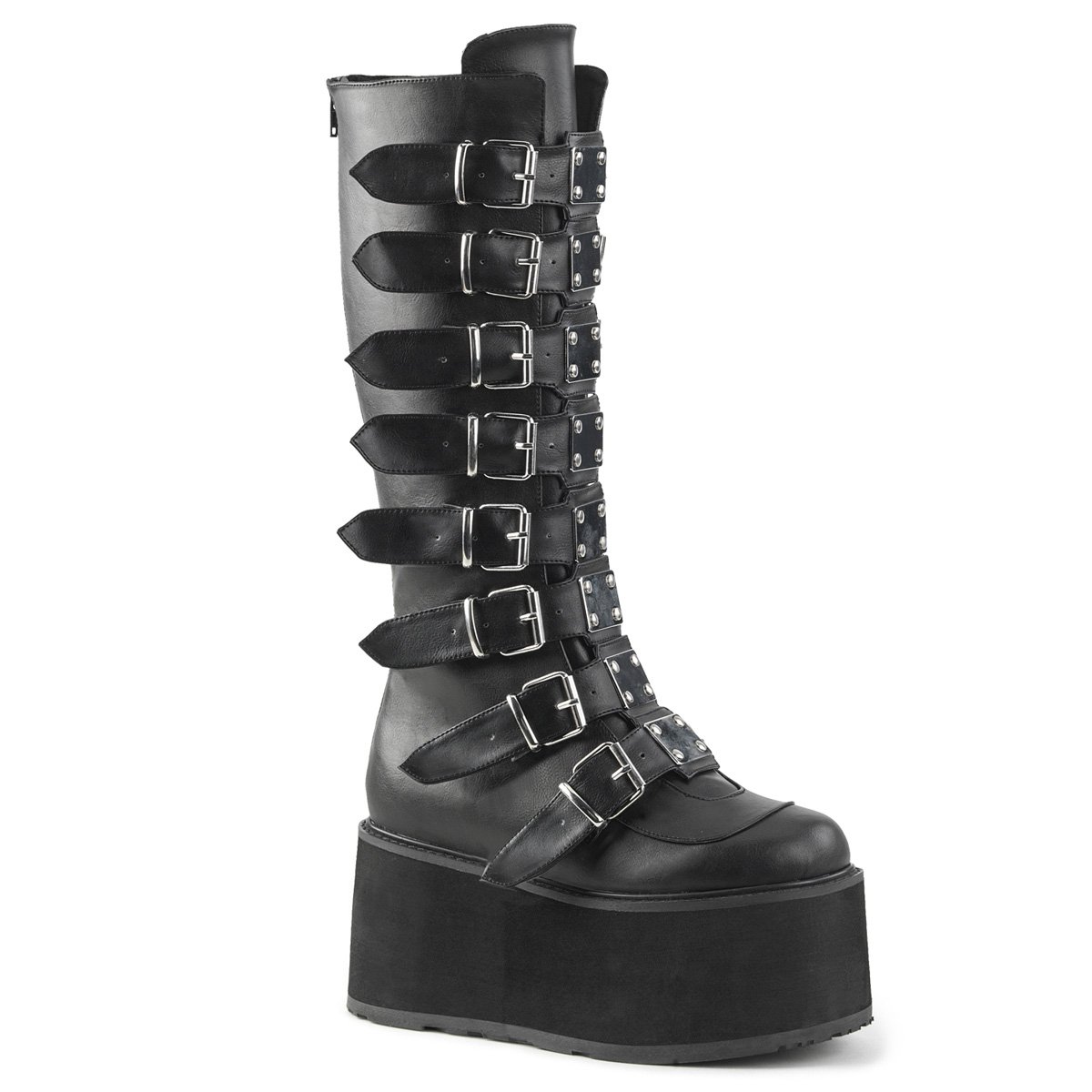 Botas Hasta La Rodilla Demonia Damned-318 Platform Cuero Vegan Mujer Negros | AXHRY3807