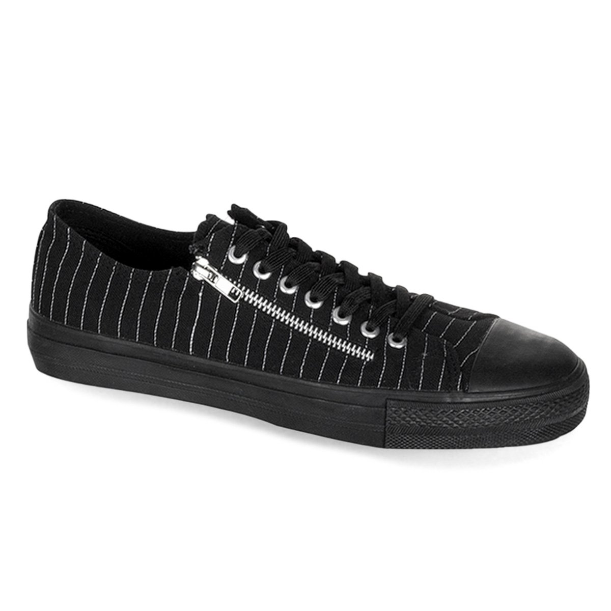 Tenis Demonia Deviant-06 Low Tops Lona Hombre Negros / Blancos | PJTOG5739
